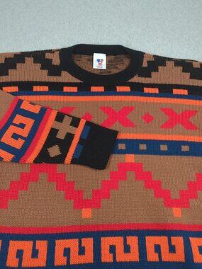 Vintage Aztec Sweater Women's Medium Long Sleeve Pullover Sweater Bazaar USA